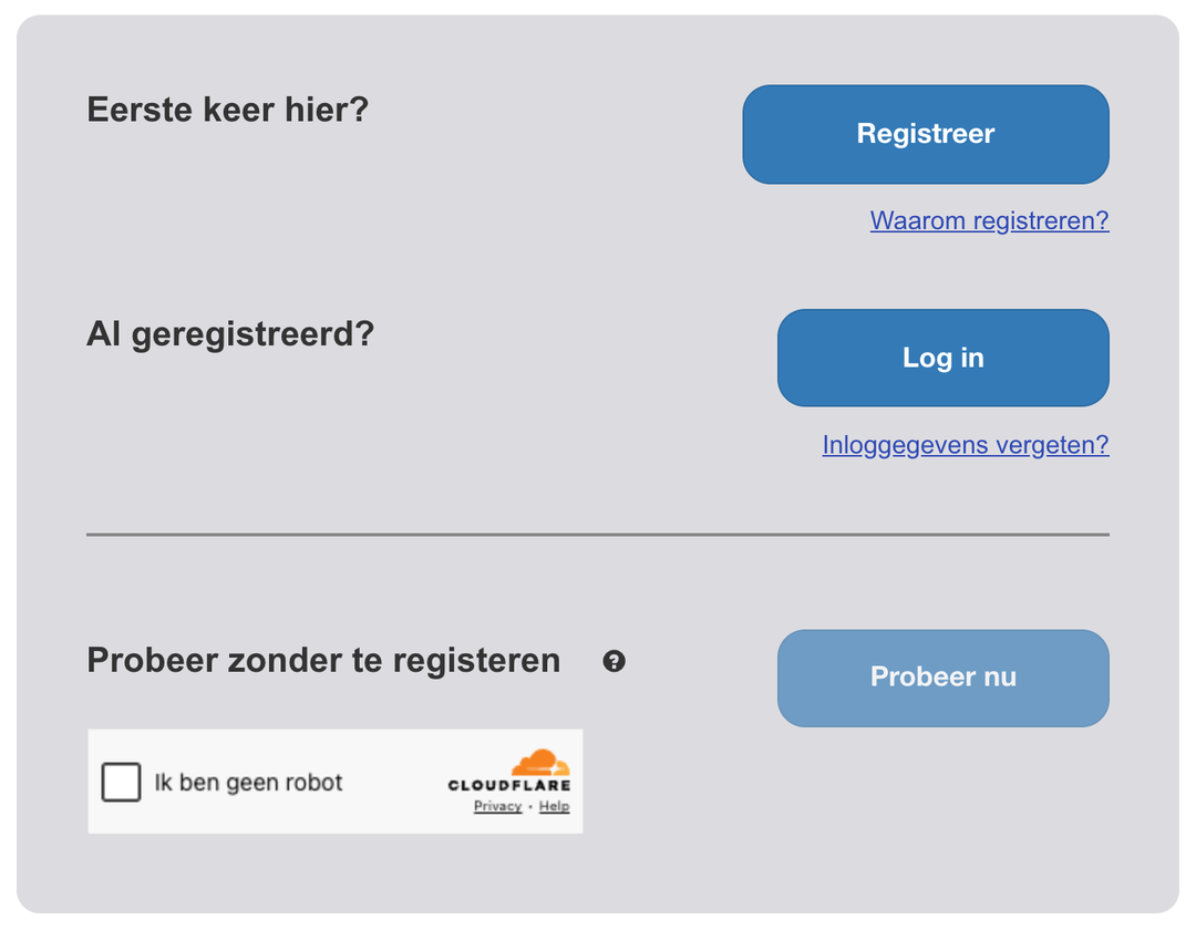 Probeer nu, zonder account