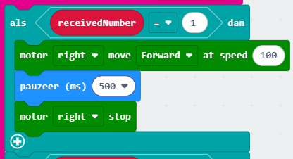 als receivedNumber = 1 naar links