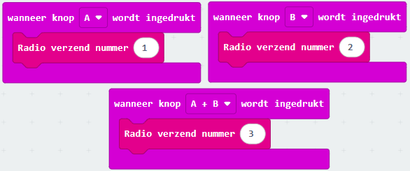 radio verzend nummer knop A en B